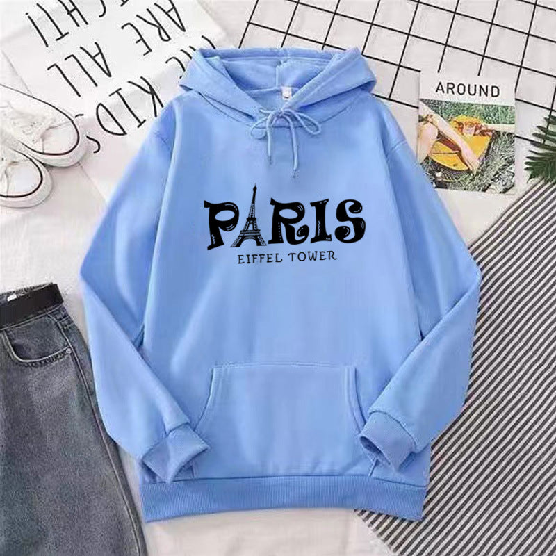 Women's Hoodie with Creative Paris Design Lisslune