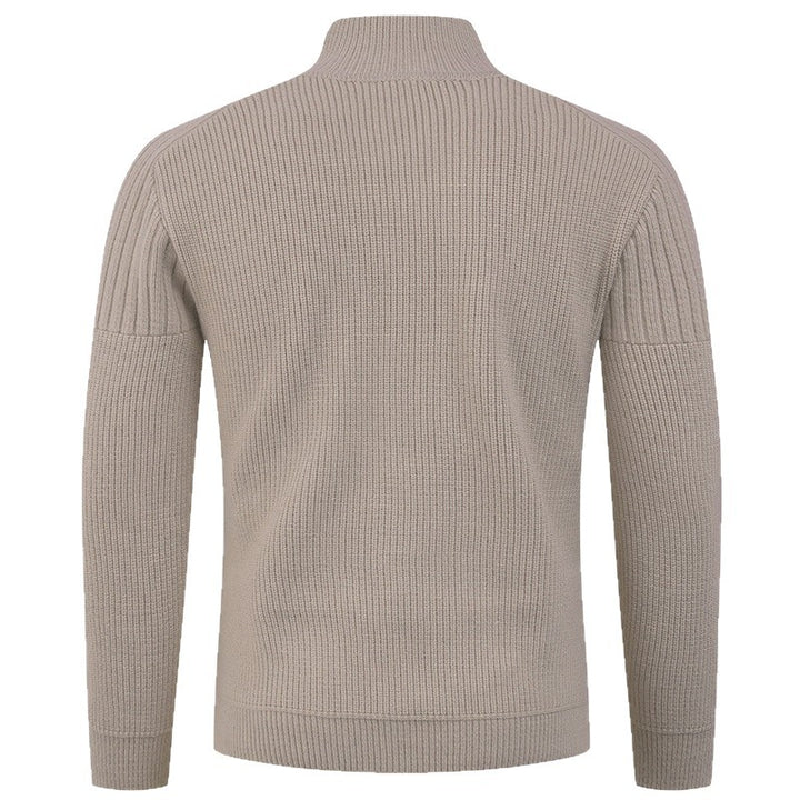 Men's knit sweater with high collar and button details Lisslune