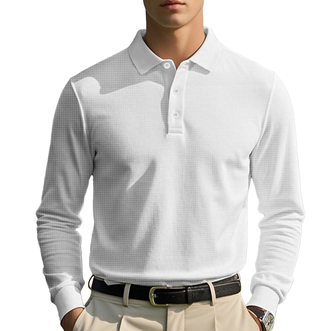 Men's long-sleeved polo shirt with breathable structure and classic cut Lisslune