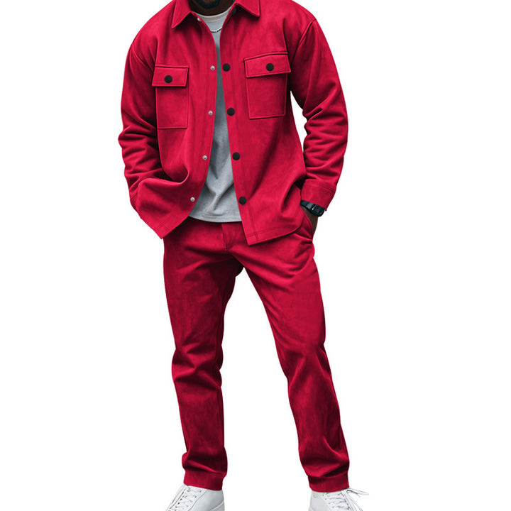 Men's casual shirt and pants set made of soft material with practical pockets Lisslune