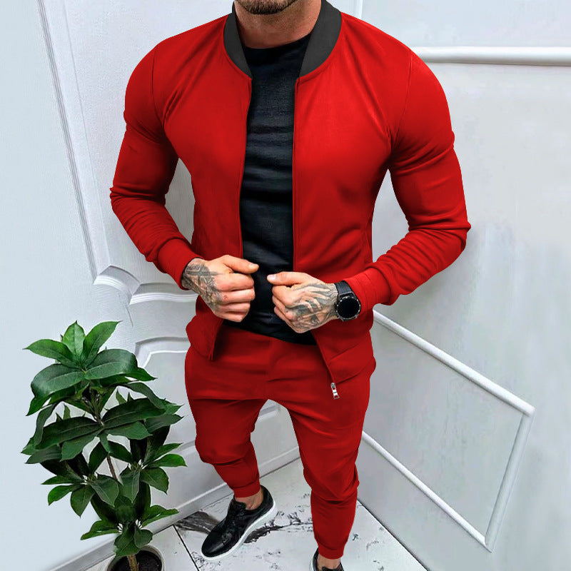 Men's tracksuit with modern stand-up collar and practical zip pockets Lisslune