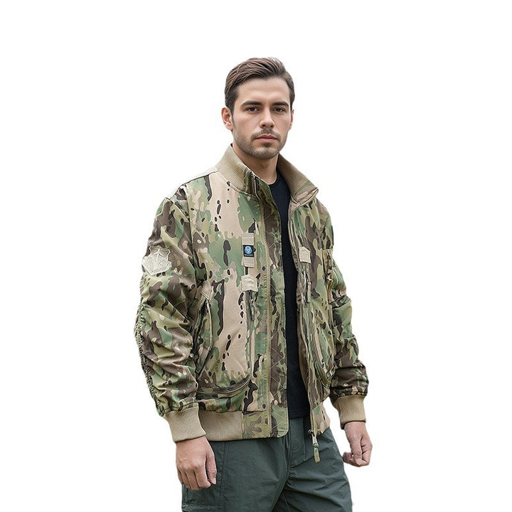 Men's Robust Pilot Jacket with Multifunctional Zipper Pockets Lisslune
