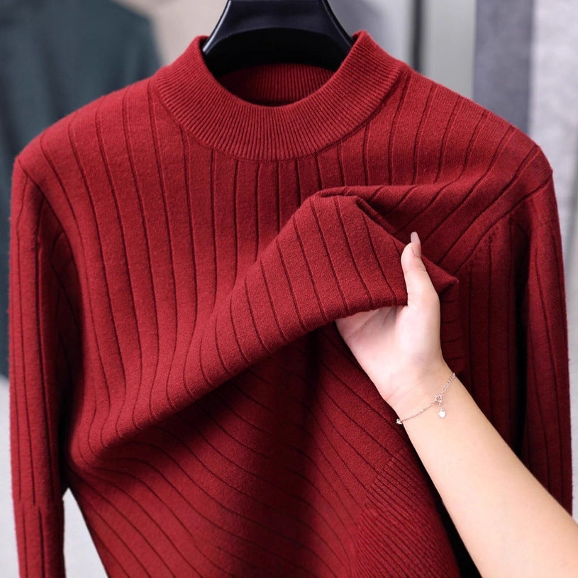 Men's knit sweater with modern rib design and high collar Lisslune