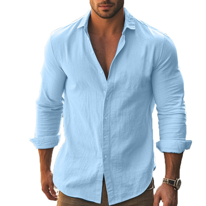 Men's Elegant Long Sleeve Shirt with Modern Collar and High-Quality Cotton Structure Lisslune