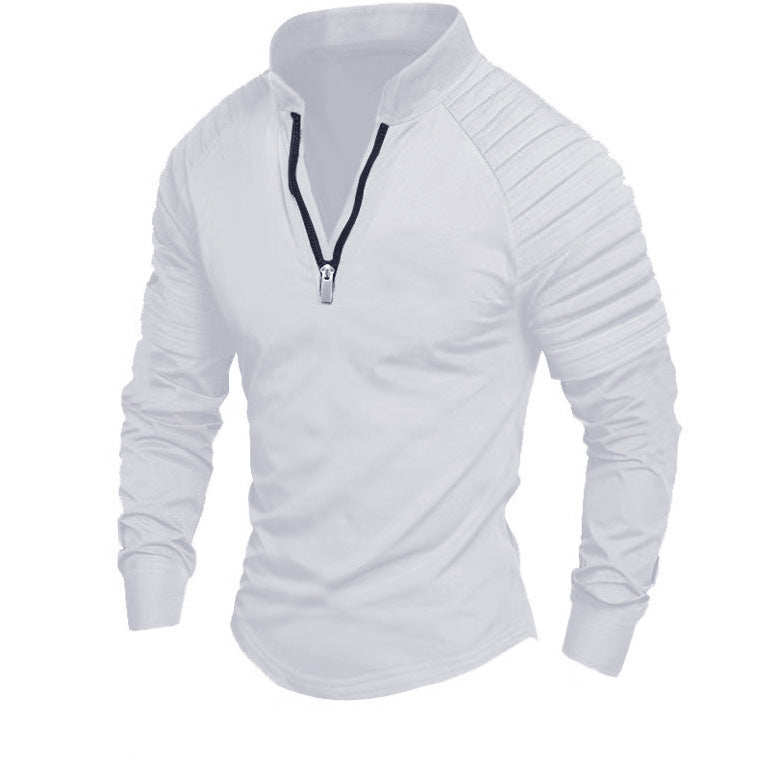 Men's modern long-sleeved sports shirt with zipper and textured design Lisslune