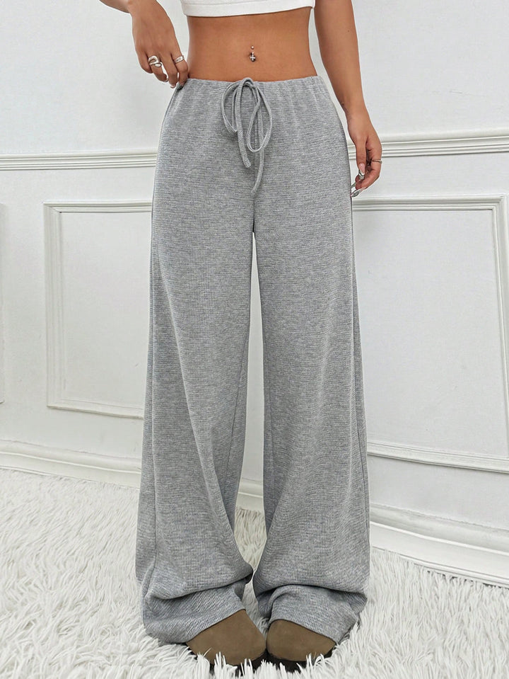 Women’s Casual Wide-Cut Striped Trousers with Elastic Waist Lisslune