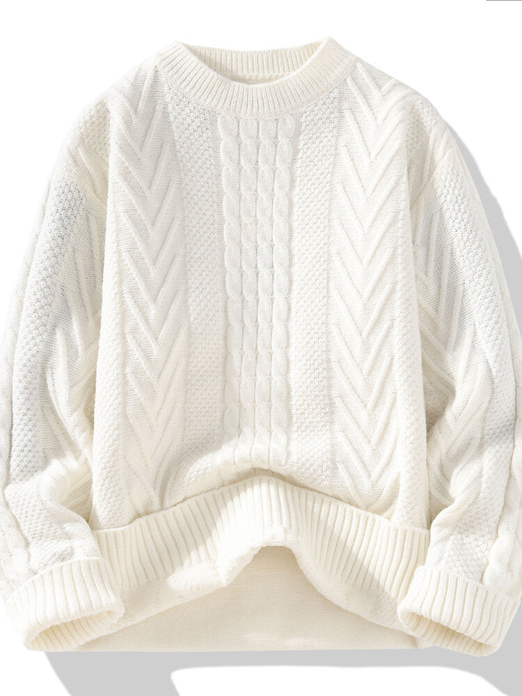 Men's knitted sweater with modern cable and ribbed structures Lisslune