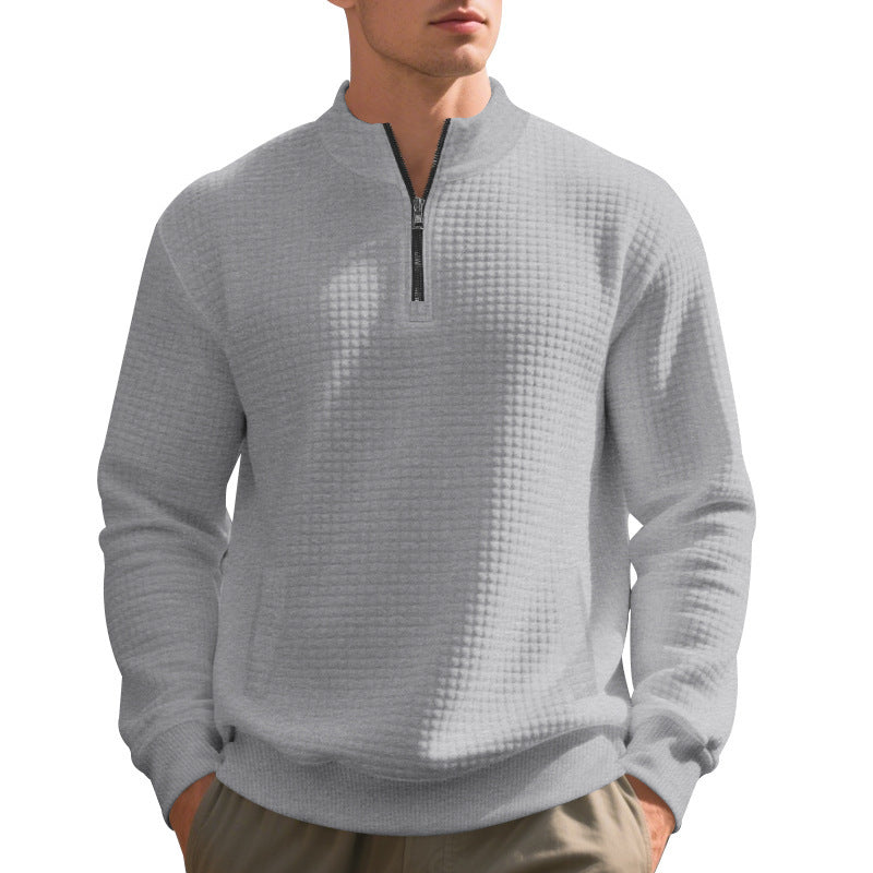 Men's quilted sweater with modern collar and practical pockets Lisslune