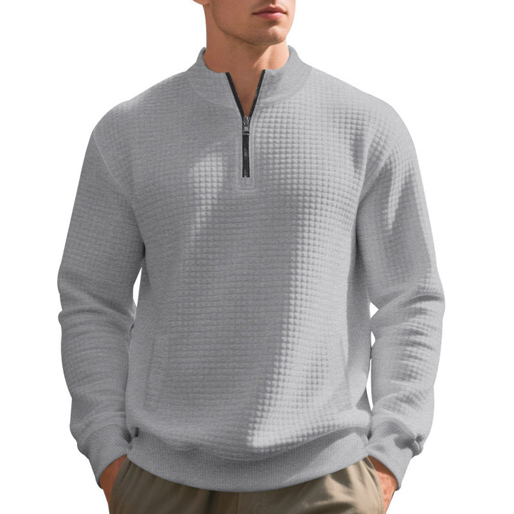 Men's quilted sweater with modern collar and practical pockets Lisslune