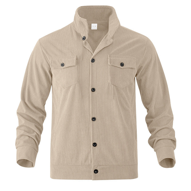 Men's Casual Cord Jacket with Practical Chest Pockets Lisslune