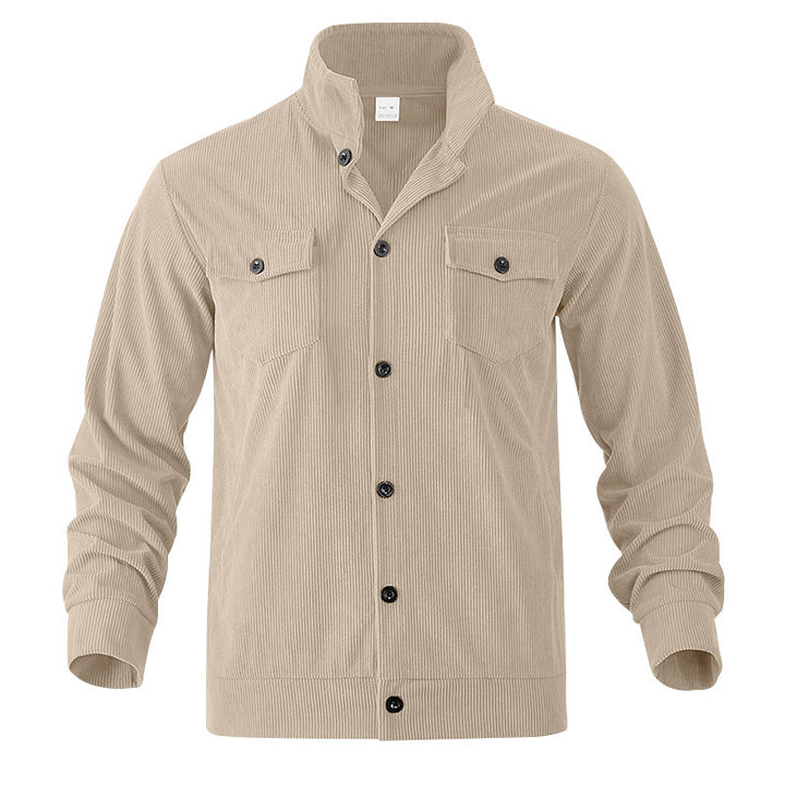 Men's Casual Cord Jacket with Practical Chest Pockets Lisslune