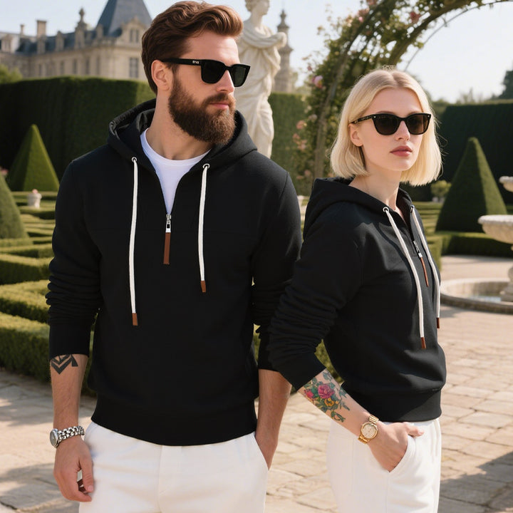 Men's fleece hoodie with modern zipper and kangaroo pocket Lisslune