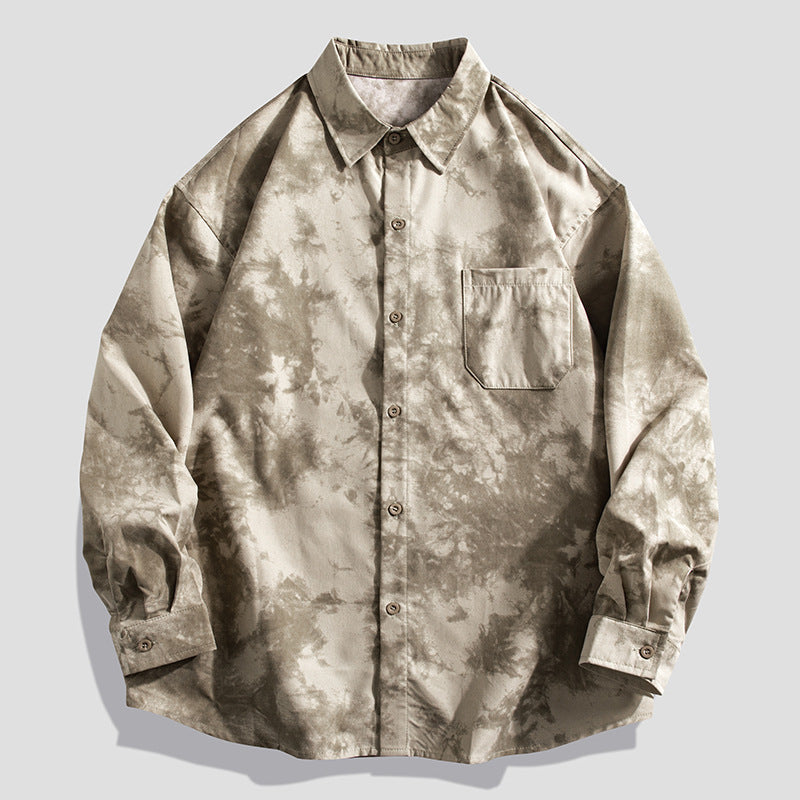 Men's Casual Designer Shirt with Unique Tie-Dye Pattern Lisslune