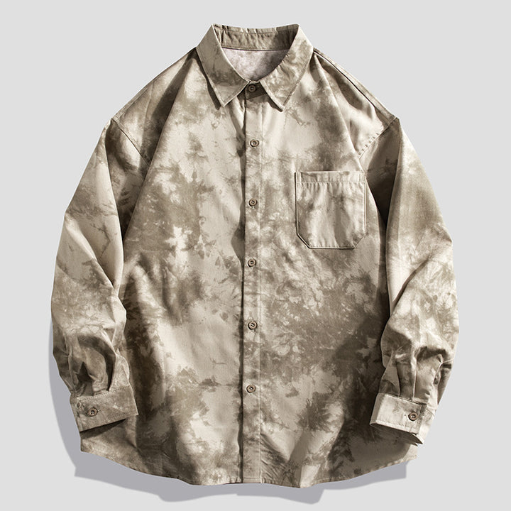 Men's Casual Designer Shirt with Unique Tie-Dye Pattern Lisslune