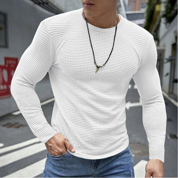 Men's Long Sleeve Shirt Made of Textured Fabric Lisslune