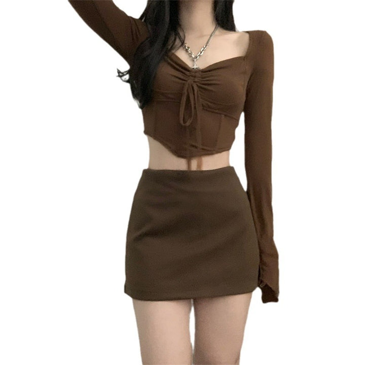 Women Cropped Longsleeve with sophisticated drawstring Lisslune