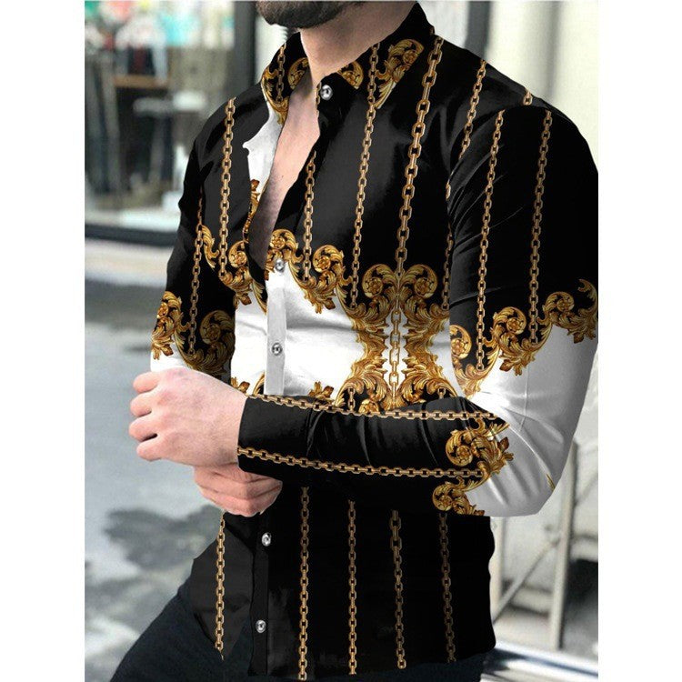 Men's long sleeve shirt with exclusive chain motif and elegant cut Lisslune