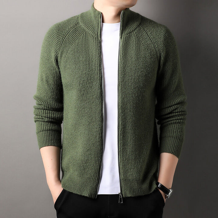 Men's cardigan with high collar and inconspicuous zipper Lisslune