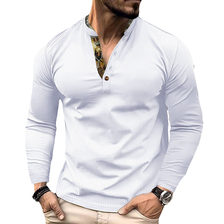 Men's elegant long sleeve shirt with fashionable stand-up collar and unique patterns Lisslune
