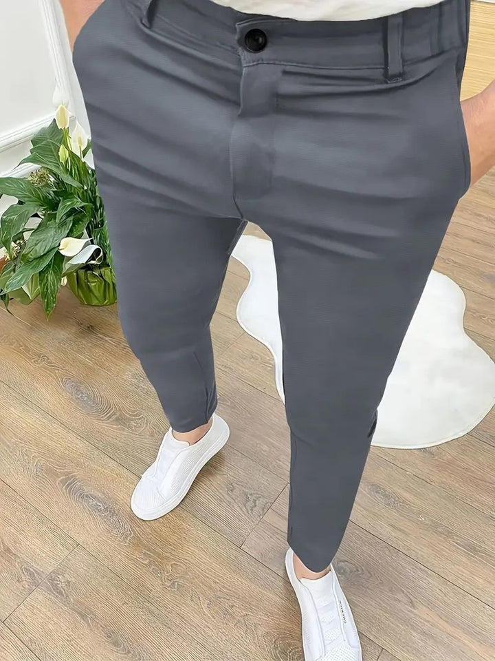 Men's Fashion Slim-Fit Pants with Elastic Waistband and Practical Pockets Lisslune