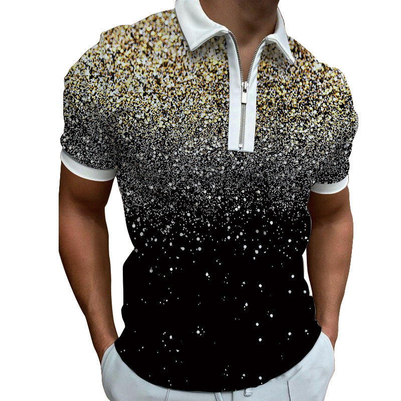 Men's polo shirt with modern graphic pattern and zipper Lisslune