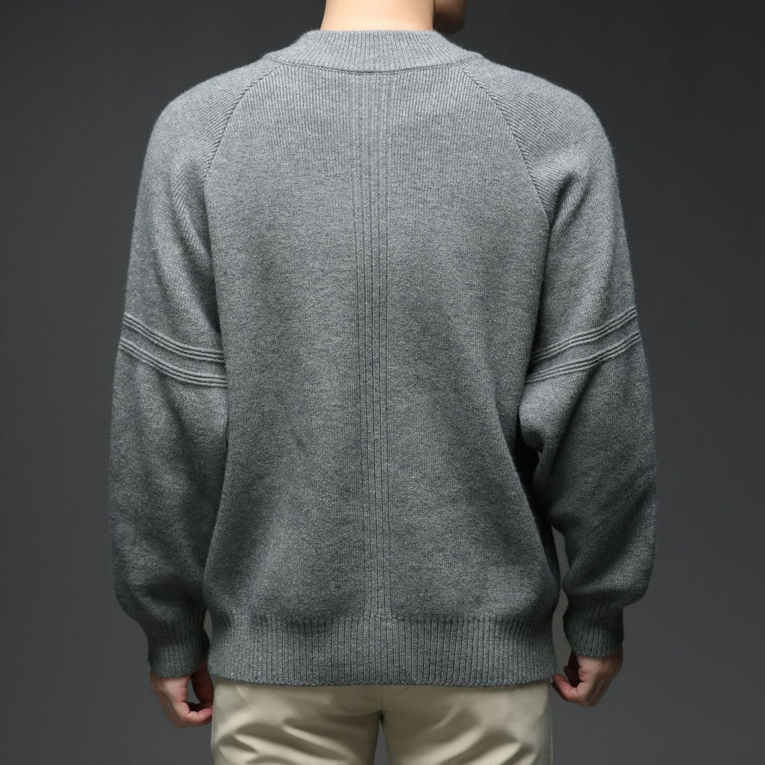 Men's Knit Pullover with Half Zipper and Textured Design Lisslune