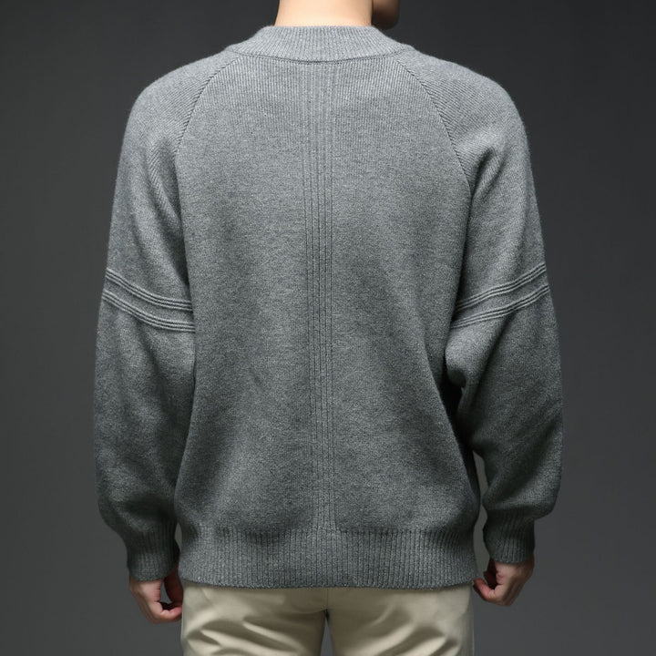 Men's Knit Pullover with Half Zipper and Textured Design Lisslune