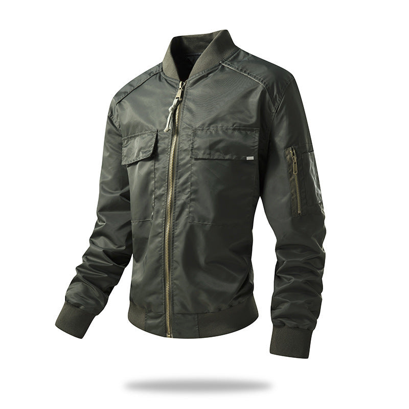 Men's Leisure Bomber Jacket with Practical Pockets and Stylish Collar Lisslune