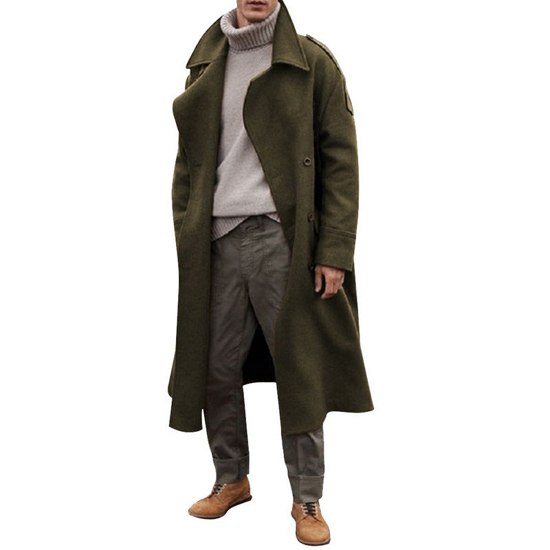 Men's elegant wool coat with double-breasted button placket Lisslune