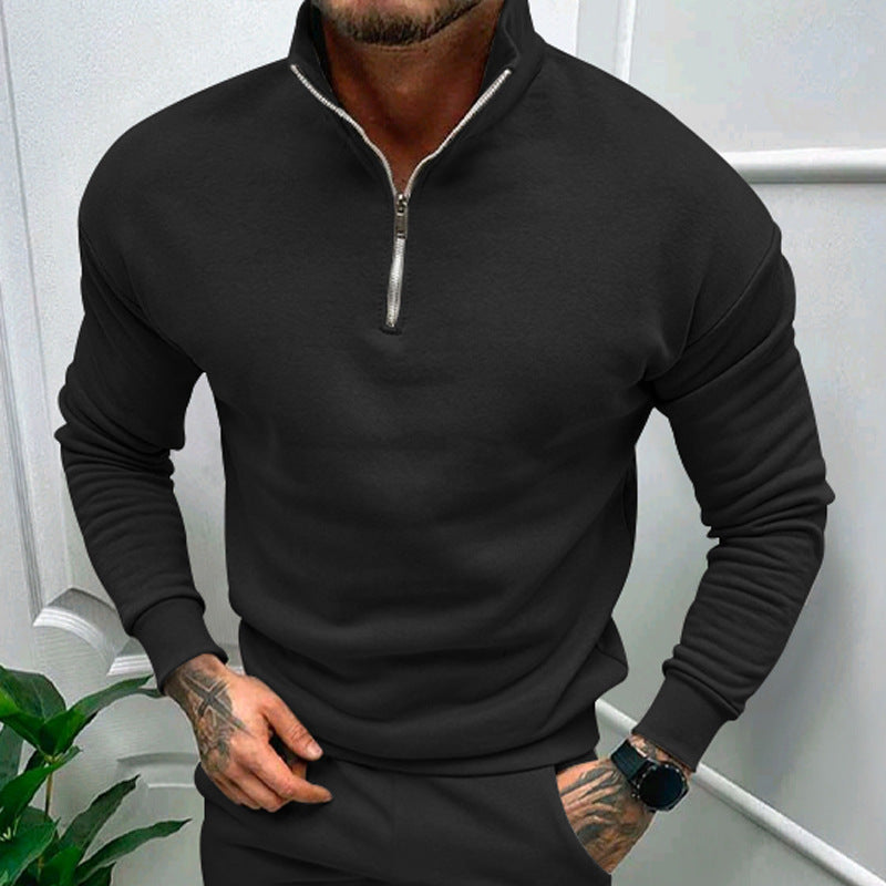 Men's sweater with short zipper and elastic cuffs Lisslune