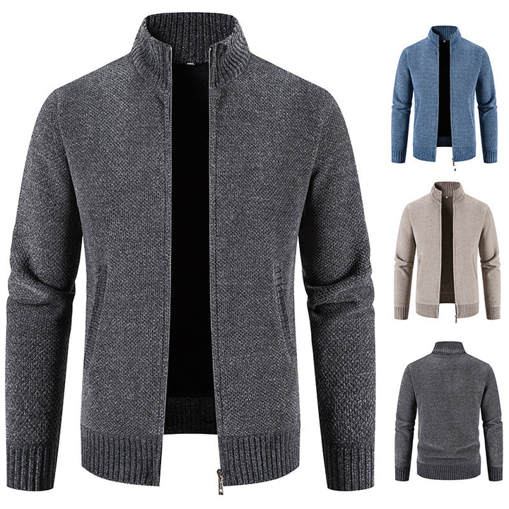 Men's fashionable cardigan with high collar and zipper Lisslune