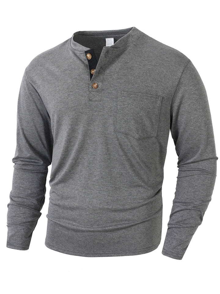 Men's long-sleeve shirt with button placket and practical chest pocket Lisslune