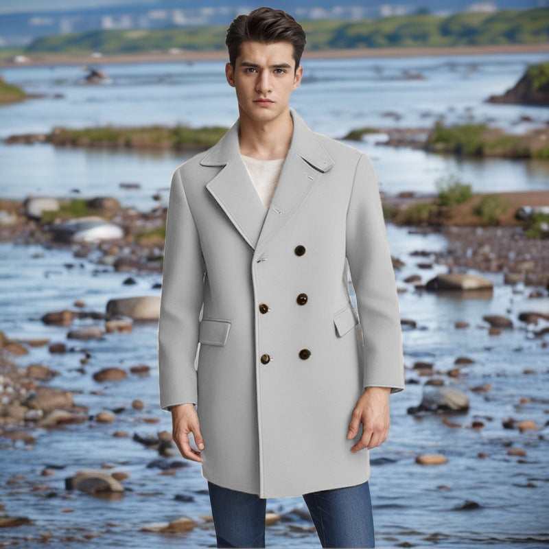 Men's elegant double-breasted wool coat Lisslune