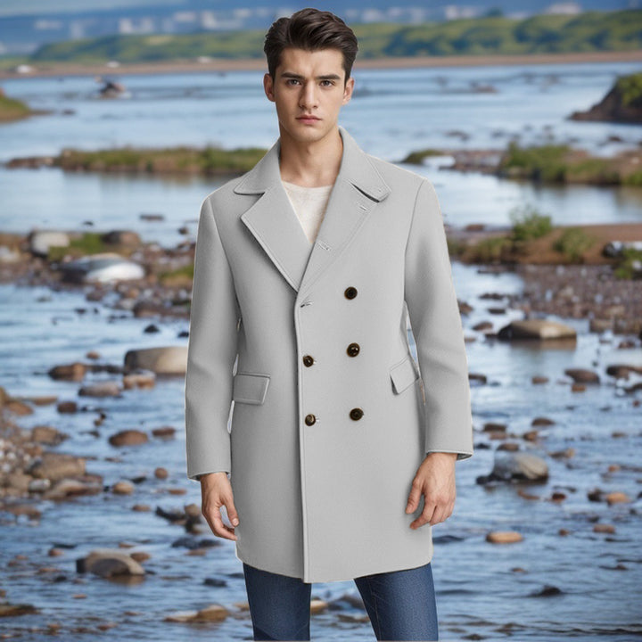 Men's elegant double-breasted wool coat Lisslune