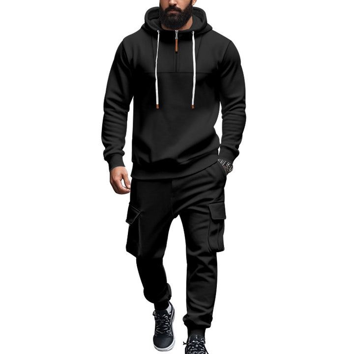 Men's leisure suit with hood and functional cargo pockets Lisslune