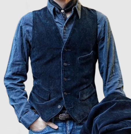 Men's cord waistcoat in a rustic look with practical pockets Lisslune