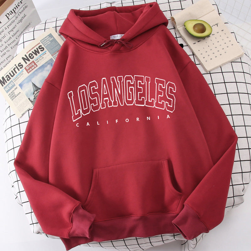 Women's hoodie with modern Los Angeles print and loose fit Lisslune
