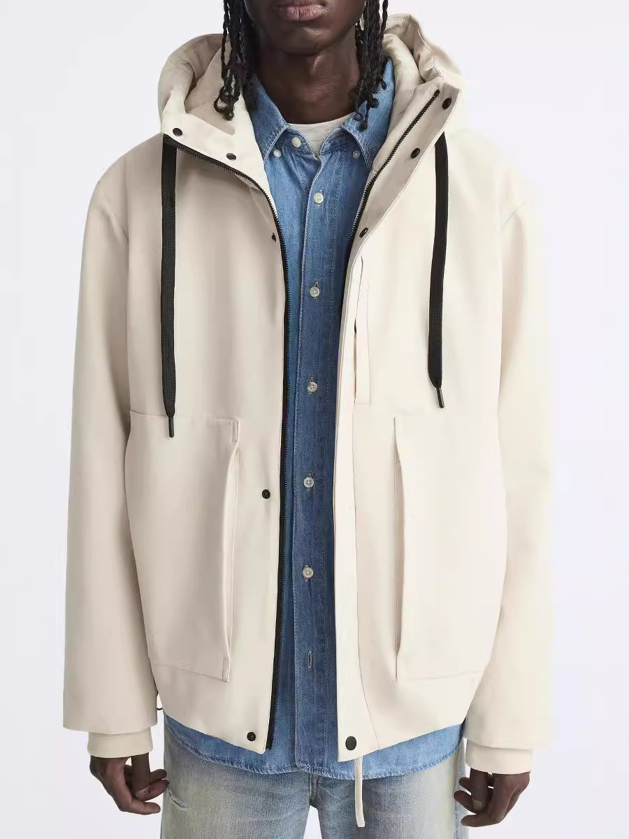 Men's modern water-repellent jacket with hood and practical pockets Lisslune