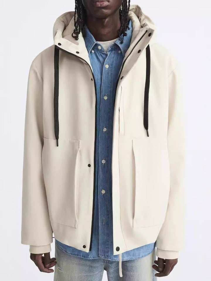 Men's modern water-repellent jacket with hood and practical pockets Lisslune