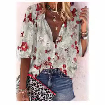 Women's Transparent Blouse with Floral Embroidery and Oversized Cut