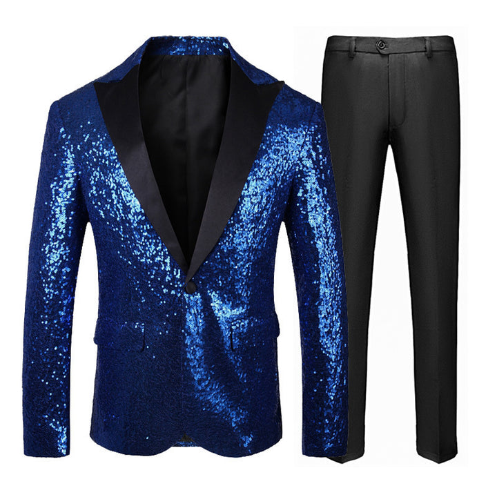 Men's Glittering Tuxedo Set with Elegant Cut Lisslune