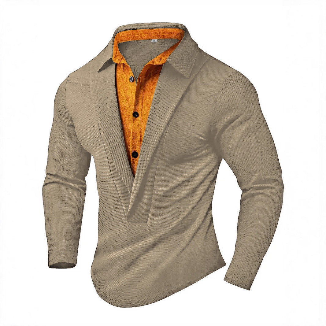 Men's Elegant Long Sleeve Shirt with Modern Collar and Textured Design Lisslune