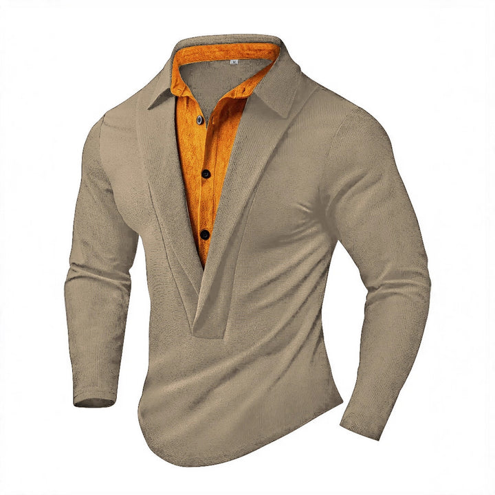 Men's Elegant Long Sleeve Shirt with Modern Collar and Textured Design Lisslune
