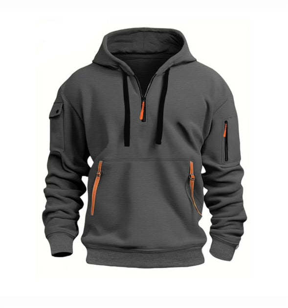 Men's functional hoodie with innovative zipper and practical pockets Lisslune