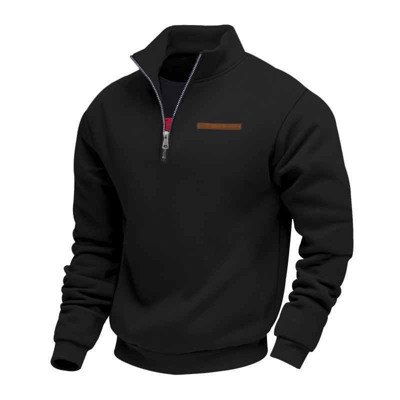 Men's fleece pullover with high collar and zipper Lisslune