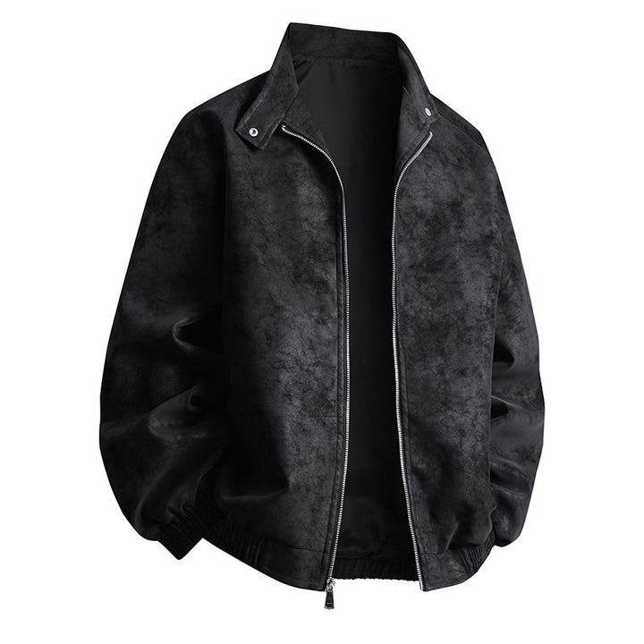 Men's stylish synthetic leather jacket in a modern design with elastic cuffs Lisslune