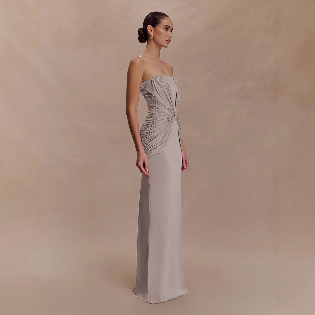 Damen Elegantes Minimalistisches Abendkleid mit Raffungen Lisslune