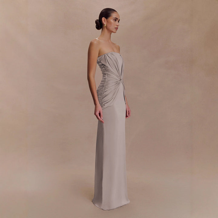 Damen Elegantes Minimalistisches Abendkleid mit Raffungen Lisslune