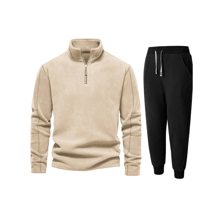 Men's fleece top with short zipper and comfortable joggers Lisslune