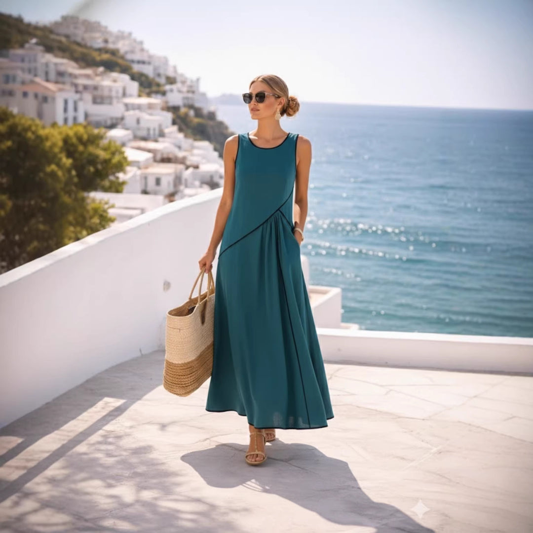 Women’s maxi dress with flowing cut and asymmetric design Lisslune